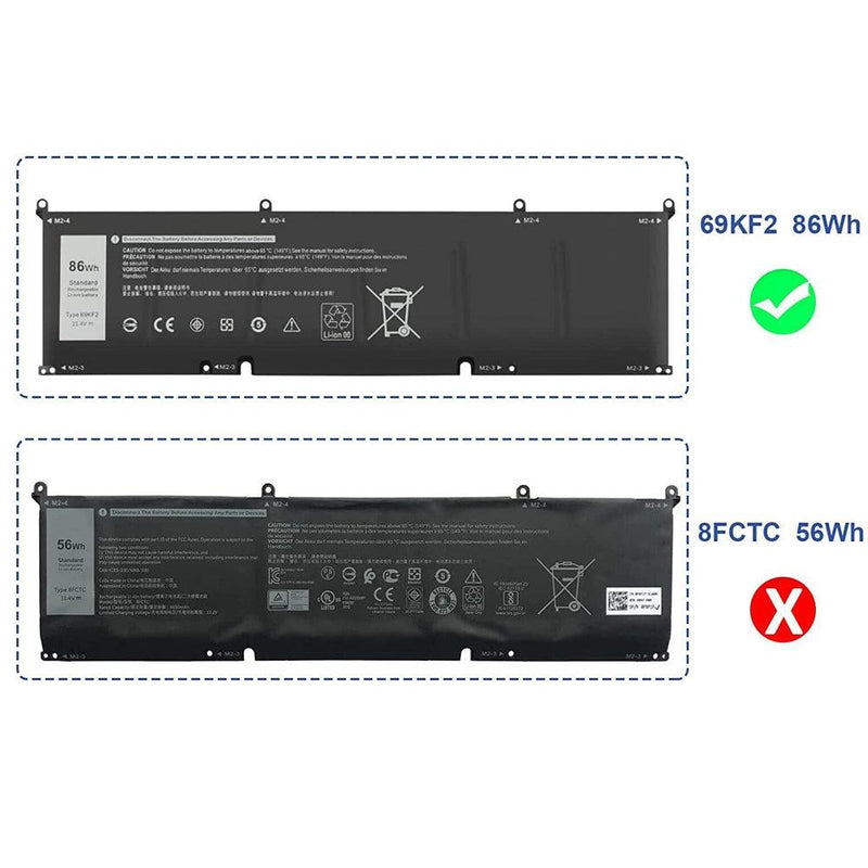 New Compatible Dell G16 7620 7630 Battery 86WH