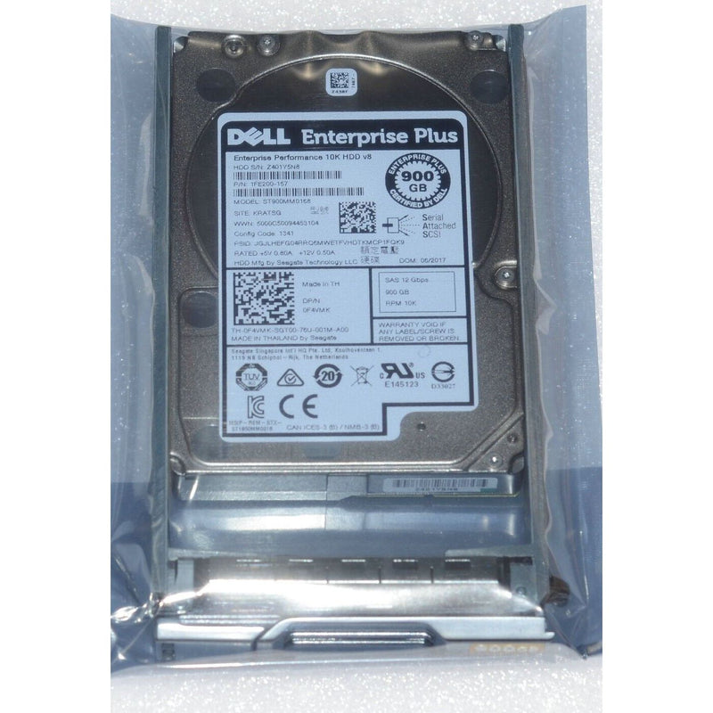 New Dell Equallogic 900GB 10K RPM 12Gbps 2.5" SAS Server HDD Hard Drive With Tray F4VMK 0F4VMK
