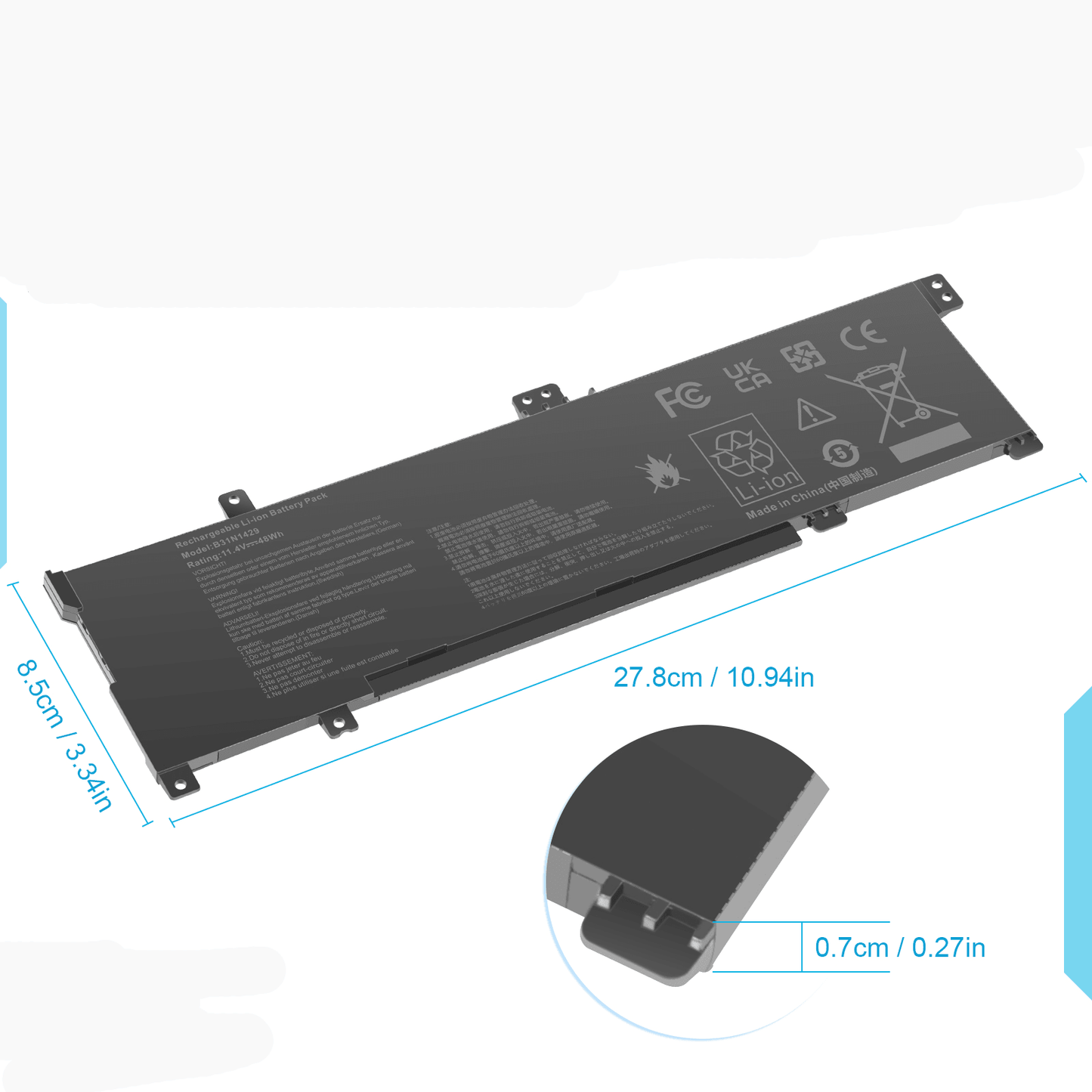 New Compatible Asus 0B200-01460100 B31N1429 Battery 48WH