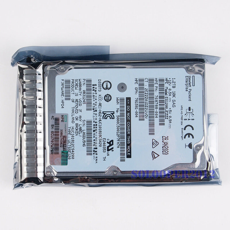 New HPE 1.2TB 10K 12G SAS DS Hard Drive 872479-B21 872737-001 876938-002 with Tray