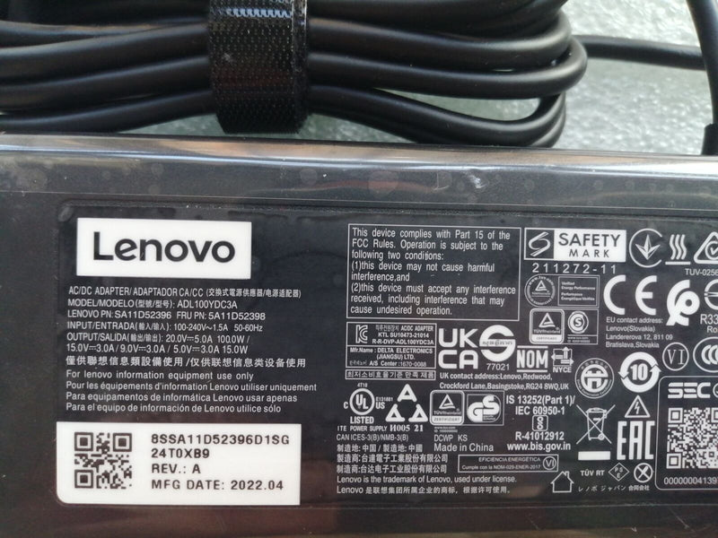 Original Lenovo 100W 20V 5A USB-C Charger AC Adapter ADL100YDC3A 5A11D52398