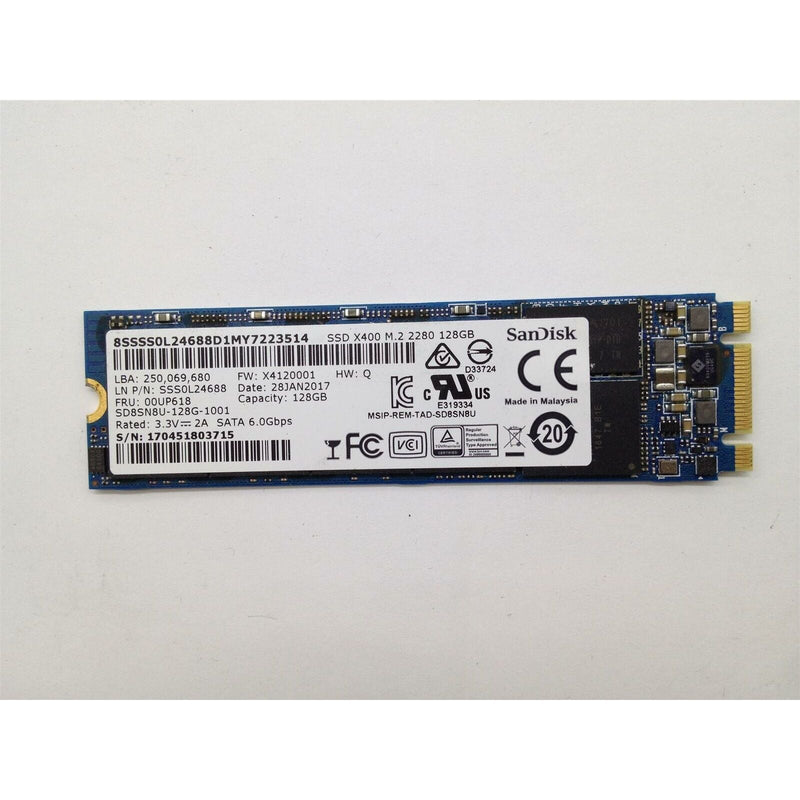 New Lenovo SanDisk SSD X400 M.2 2280 128GB SD8SN8U-128G-1001 SSD Drive 00UP618